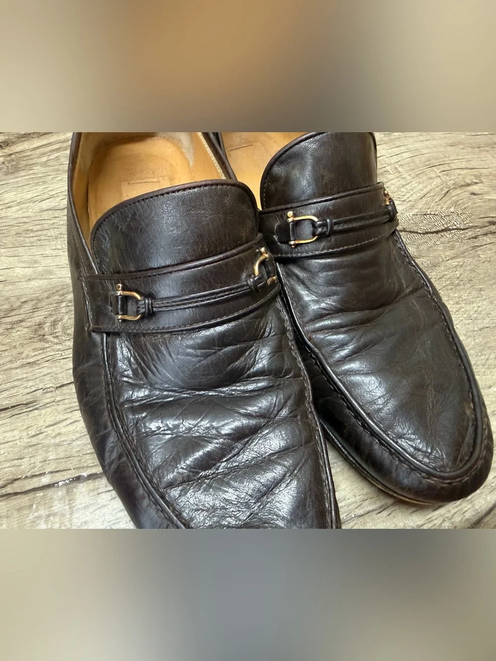 Authentic Gucci Mens Leather Horsebit Loafers Made in Italy Classic size 46